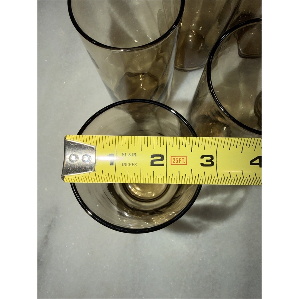 Libbey Swirl Optic Tawny Brown Tumbler Set Of 8 Vintage 5 1/2" 14Oz GlassesGW004 - Picture 8 of 8